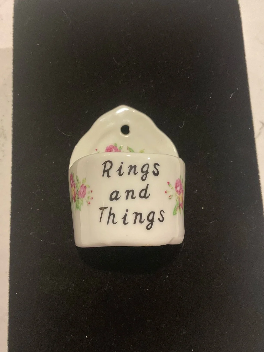 Vintage Rings and Things Ceramic Wall Pocket